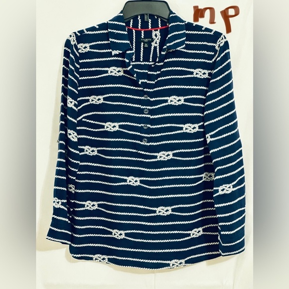 Talbots Tops - LADIES NAVY BLUE TOP WITH WHITE ROPE LIKE DESIGNS